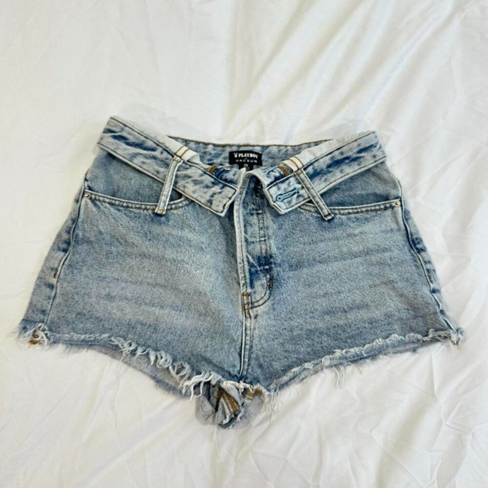 Playboy x Pacsun fold over shorts with bunny pocket stitch